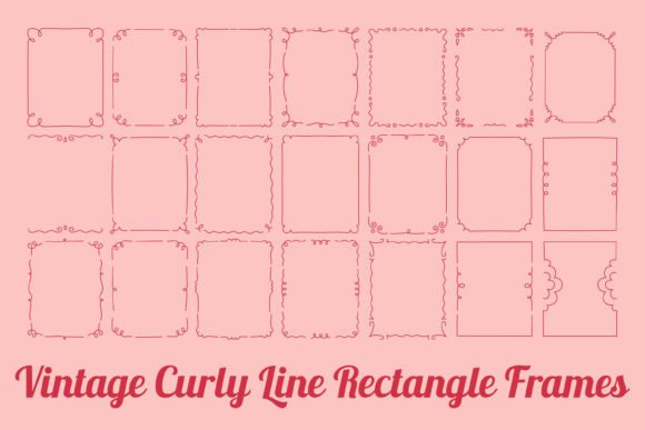 Download Vintage Curly Line Rectangle Frames - Curl Collection